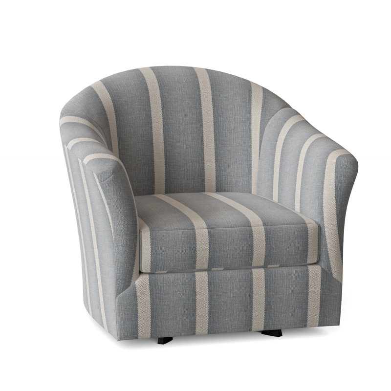 Weston Barrel Chair, Light Blue and White Stripe; 0256-54