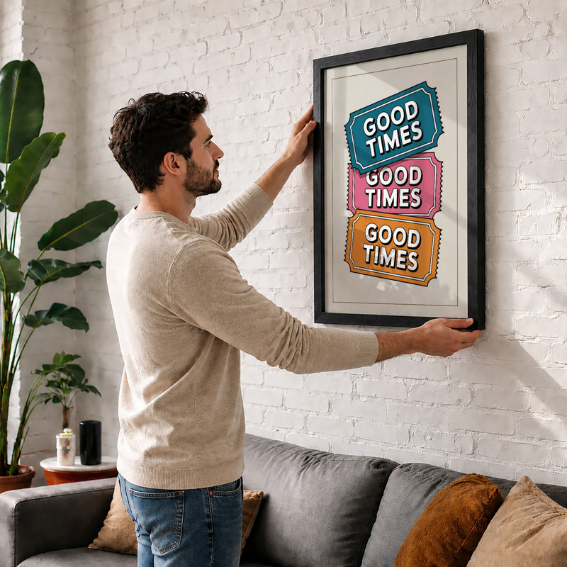 Good Times Tickets Retro - Framed Print, A1 - 84.1 x 59.4 cm, Black
