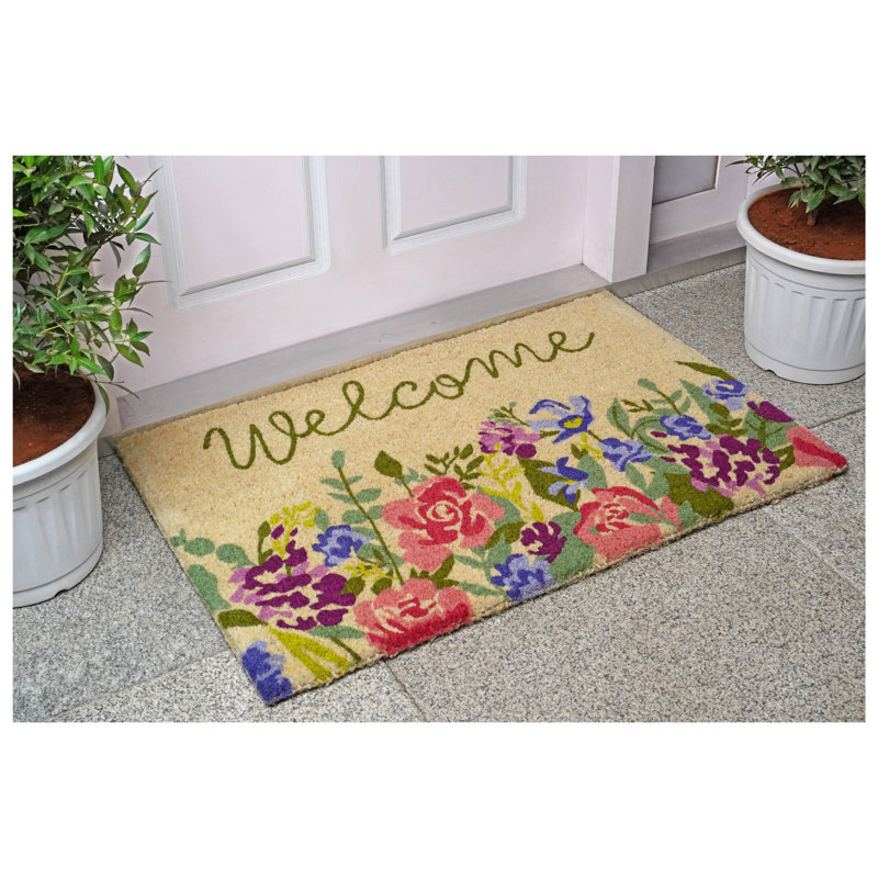 Welcome Floral Doormat 24" x 36"