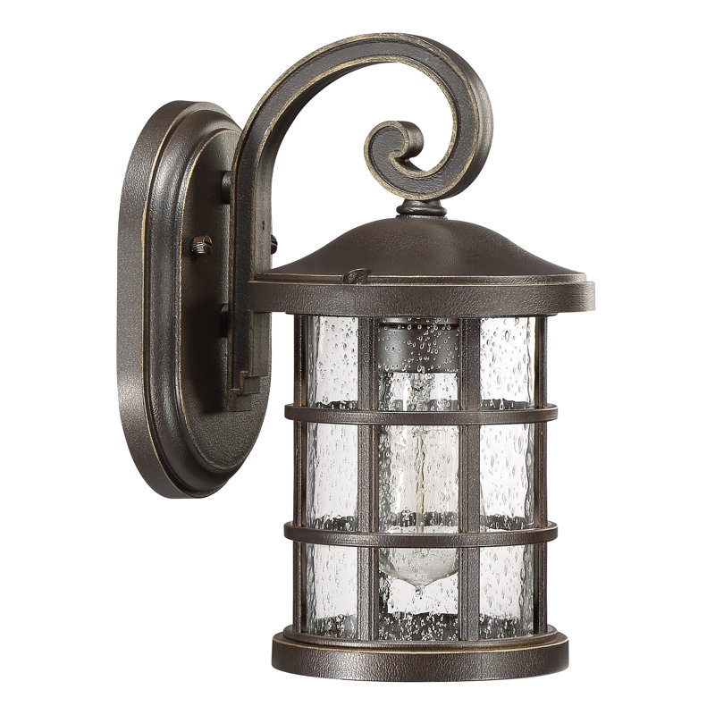 Lanterne murale d'extérieur en verre Auted Autry, Bronze palladien, H 11 po x l 6 po x P 7,75 po