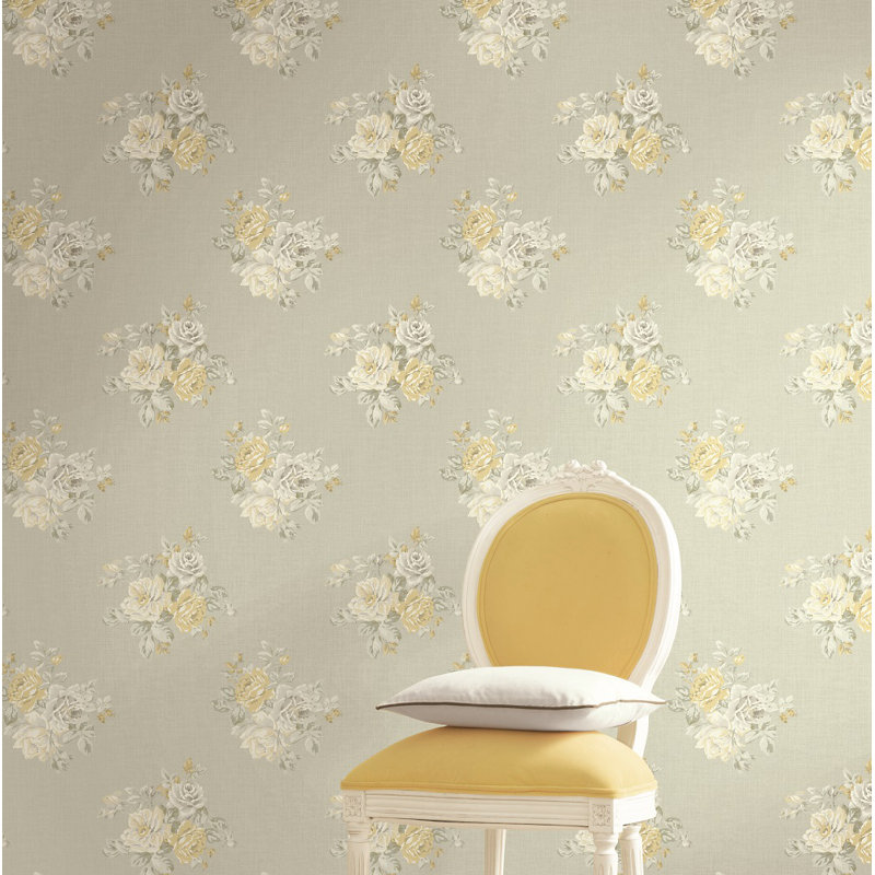 Rouleau de papier peint l 33 pi x p 20,5 po rose bouquet Signe, Gris