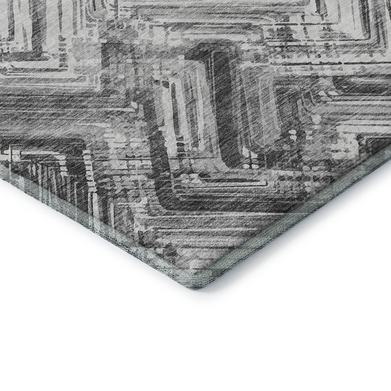 Premium Machine Washable Cerrito Gray Rug, Rectangle 1'8" x 2'6"