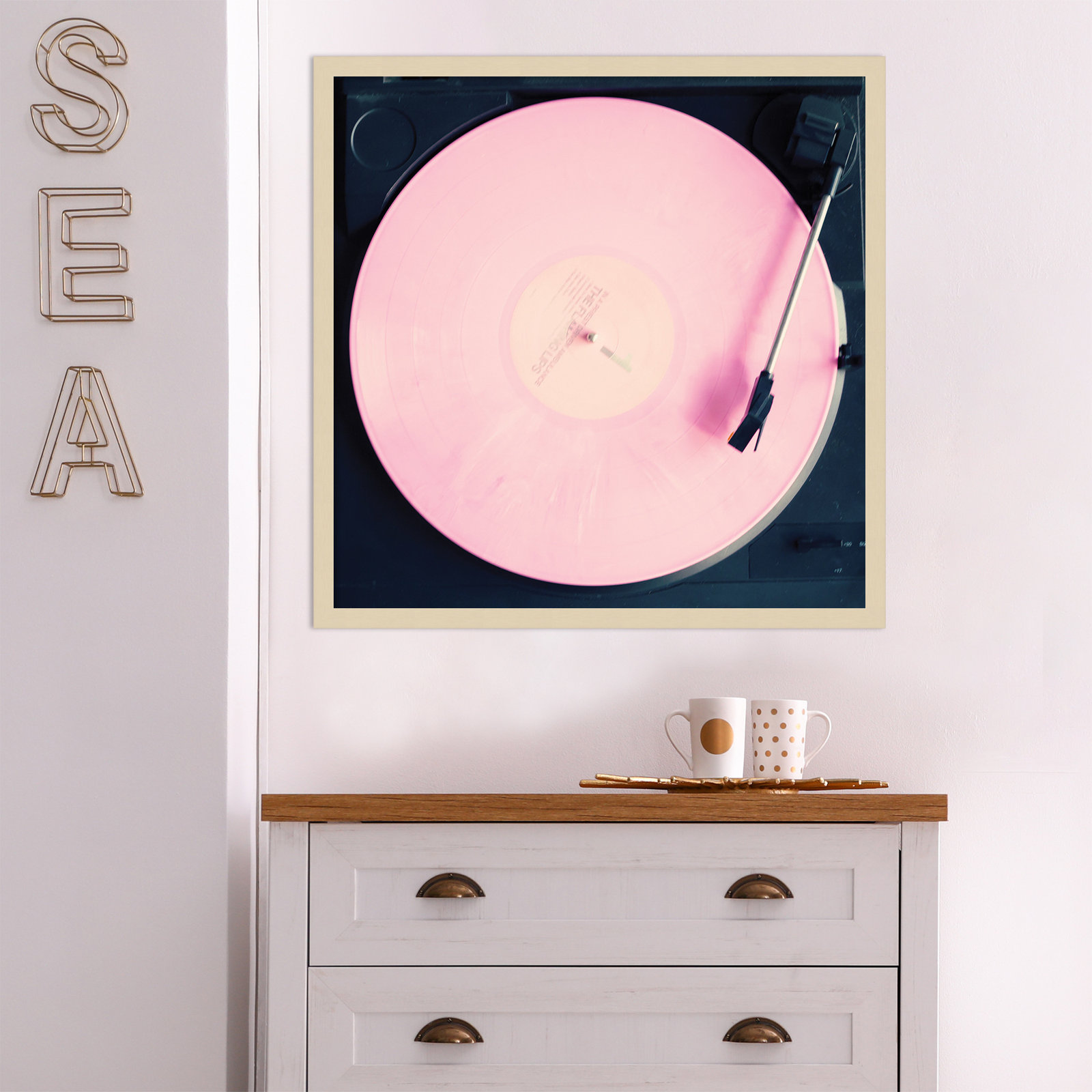 Pink Record by Caroline Mint, Brown, 25.25" H x 25.25" W x 0.88" D