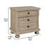 Table de chevet 3 tiroirs en bois avec boutons ronds et pieds en chignon brun vieilli