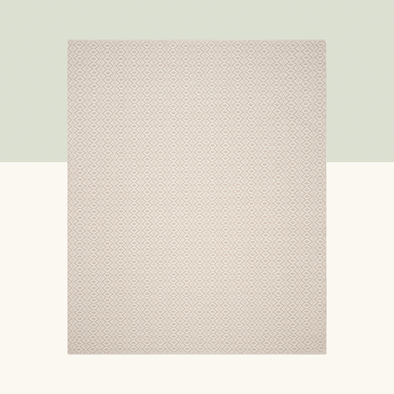 Tapis ivoire / beige en coton tissé à plat à la main Alieu Ikat, Rectangle 4 pi x 6 pi