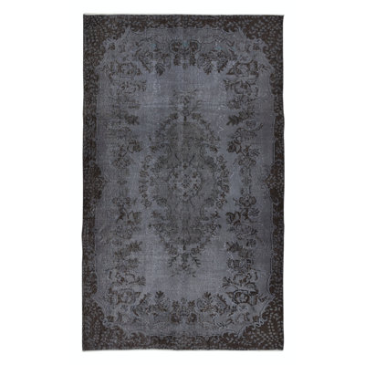 5.7x9.2 Ft Modern Overdyed Hand Knotted Wool Gray Area Rug From Turkey