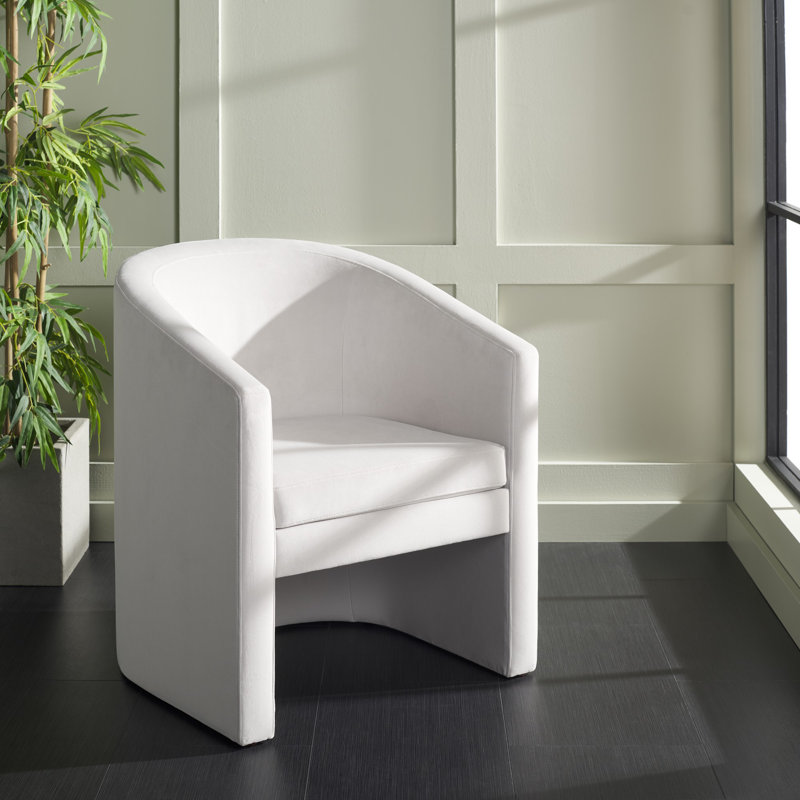 Fauteuil demi-tonneau en velours 24,4 po Ghina, Gris clair