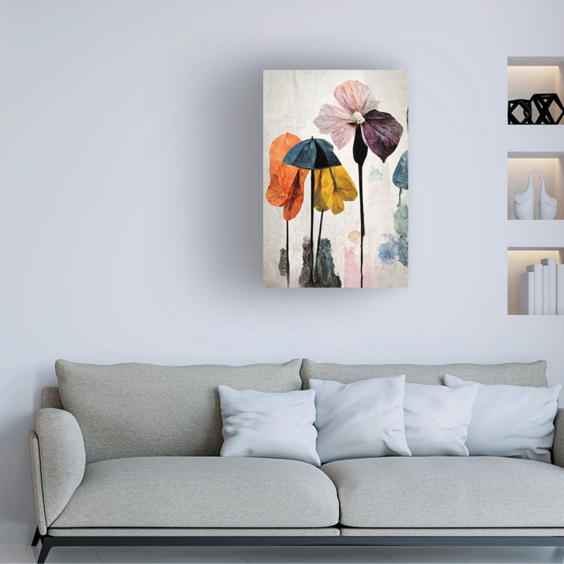 «Bolologia parasol fleurs no2» sur toile, H 47 po x l 30 po x P 2 po
