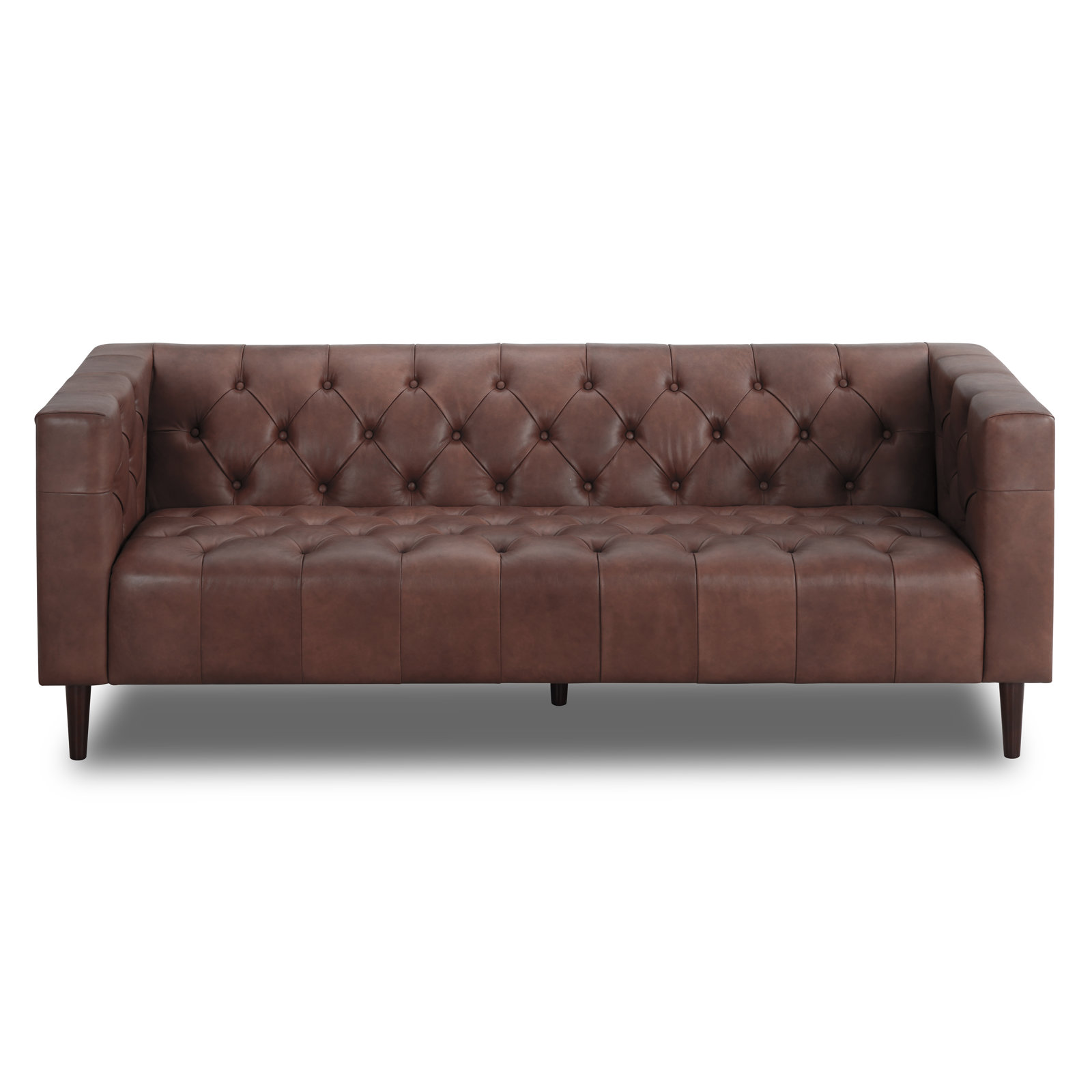 84" Genuine Leather Sofa, Vintage Tobacco Top Grain Leather