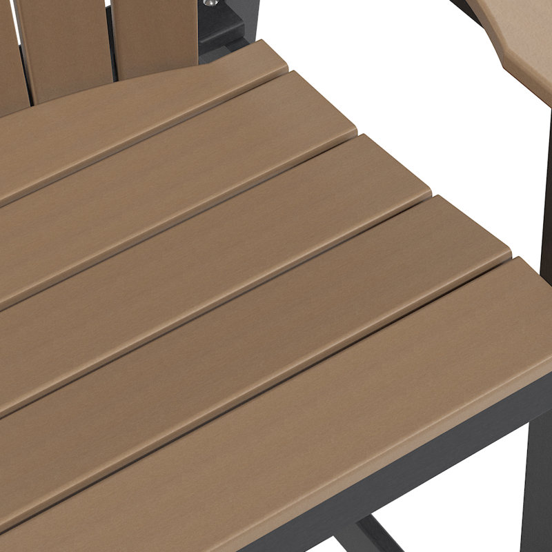 Outdoor HDPE Adirondack Chairs / Patio Bar Stools, Black/Brown