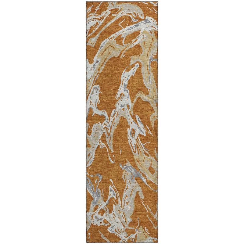 Premium Machine Washable Corum AMF1035 Abstract Rug, Runner 2'3" x 7'6"