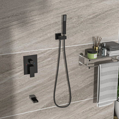 Système de douche avec bec de baignoire en cascade et débit maximal de 1,8 gallon par minute - Tuyau à huile en caoutchouc bronze 304