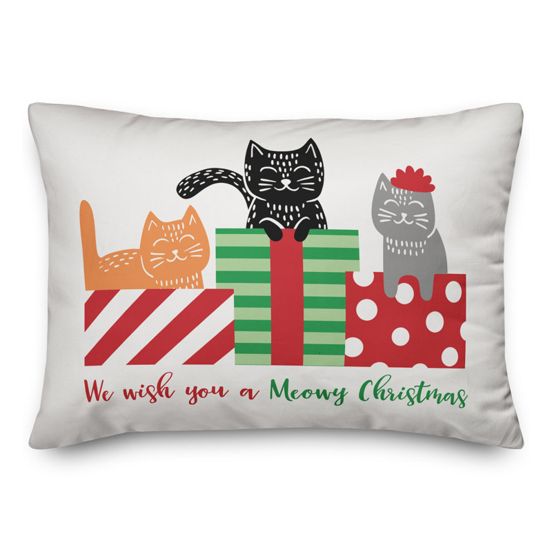  Housse de coussin We We You You Meowy Christmas, Polyester/ Bourre en polyester
