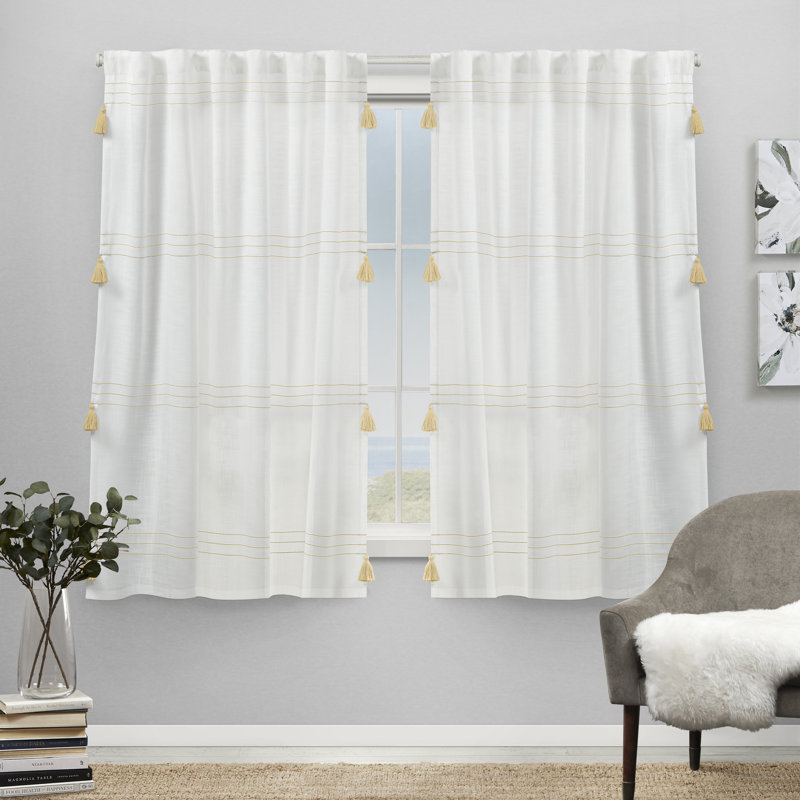 Kumsal Striped Semi-Sheer Rod Pocket Curtain Panels, Grey, 54" W x 108" L