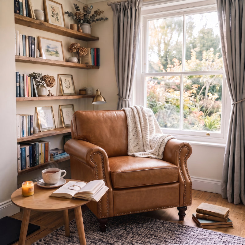 Fauteuil en similicuir Amarius, Brun