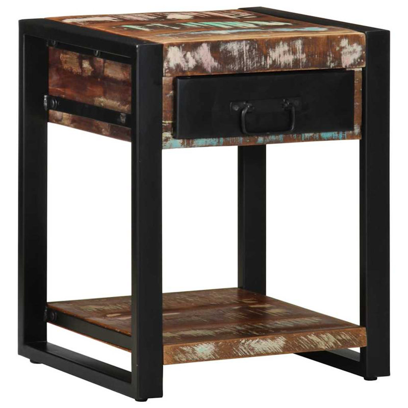 Side Table 40X40x50 Cm Solid Wood Reclaimed, Multicolour