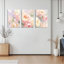 Ensemble de 3 tableaux muraux aquarelle de pivoines sur toile tendue, pour la décoration du salon et de la chambre.