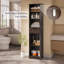 Freestanding Bathroom Storage, Tall Linen Cabinet with 2 Door and 1 Drawer, Adjustable Shelves, Brown-1427794230