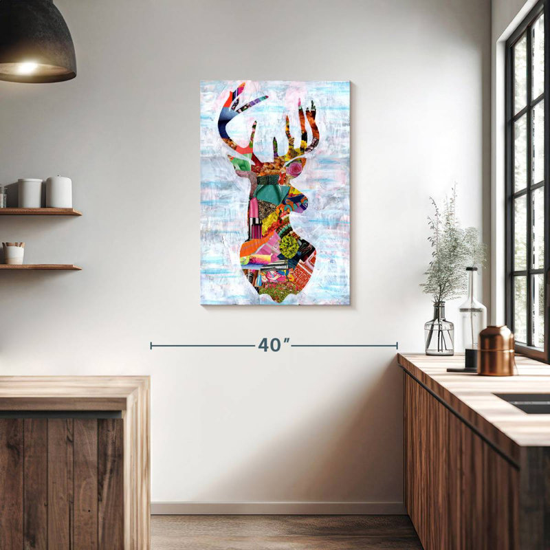 Cerf Brampt abstrait, H 36 po x l 24 po