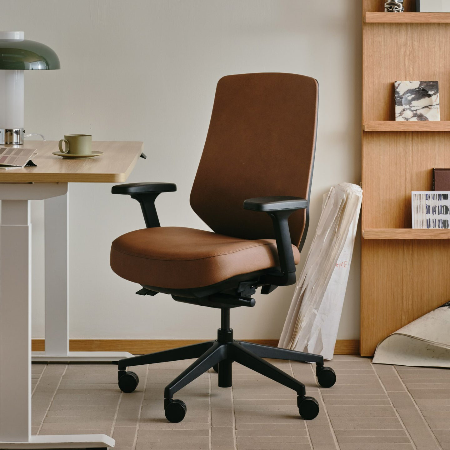 Ergonomic Leather Office Chair, Saddle