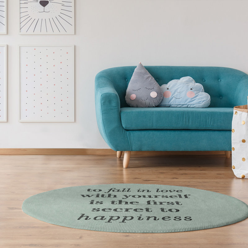 Quotes Chenille Indoor Rug, Round 5'