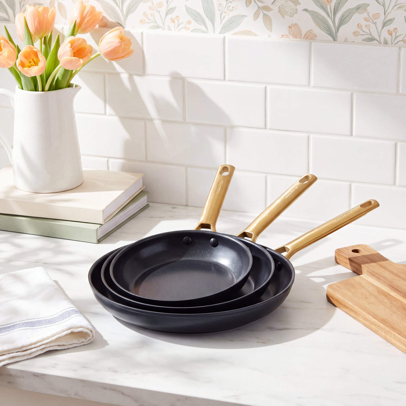 GreenPan Reserve 3-Piece Frying Pan Set, Black