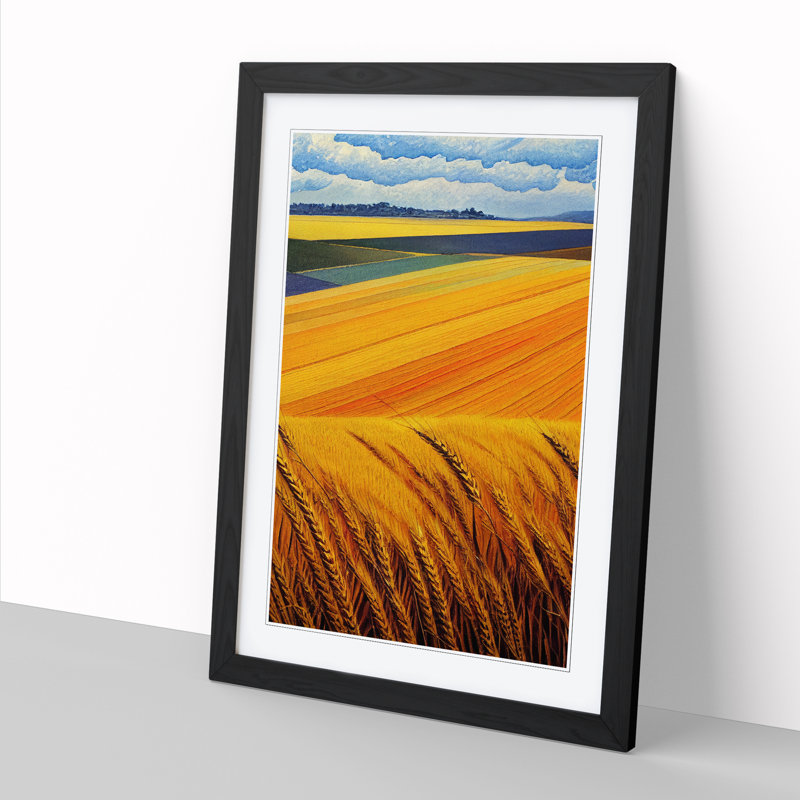 Watercolour Wheat Field Vol.2 1 Piece Single Picture Frame Wall Art, 34cm H x 25cm W x 2cm D, Black