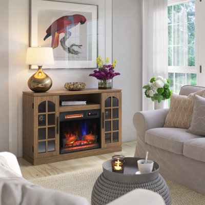 duraflame® Electric Fireplace Farmhouse TV Stand for 55 Inch TVs, Natural Walnut