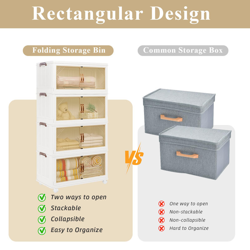 Large Stackable Storage Bins With Lids, 57.87" H x 29.53" W x 14.96" D