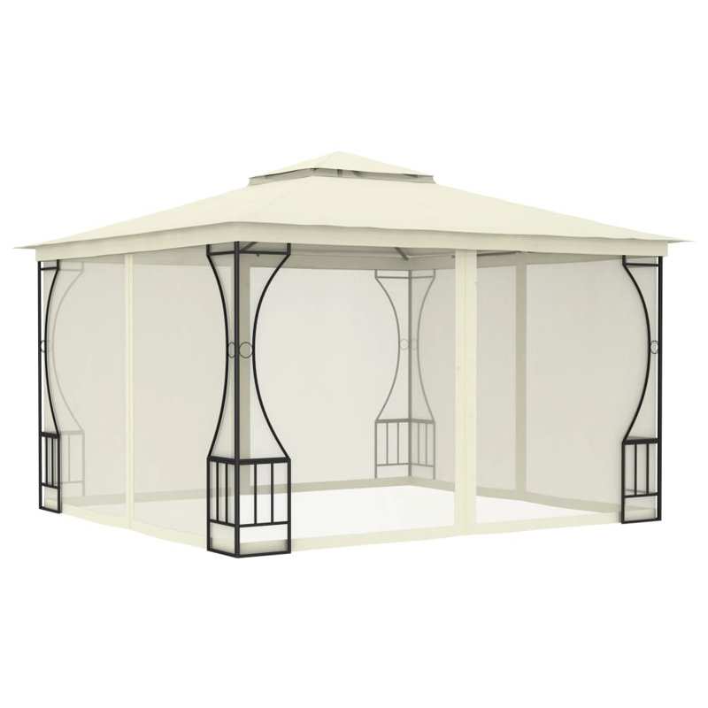 Mtsahovi 118" x 118" Steel Patio Gazebo, Cream