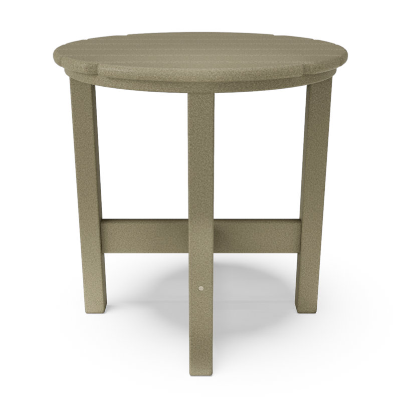 Table de bout ronde en bois patiné, Beige