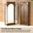 74.41"Rectangular glass mirror with brown rubberwood frame and a dressing mirror