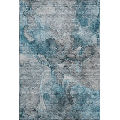 Premium Machine Washable Prisco Teal Rug