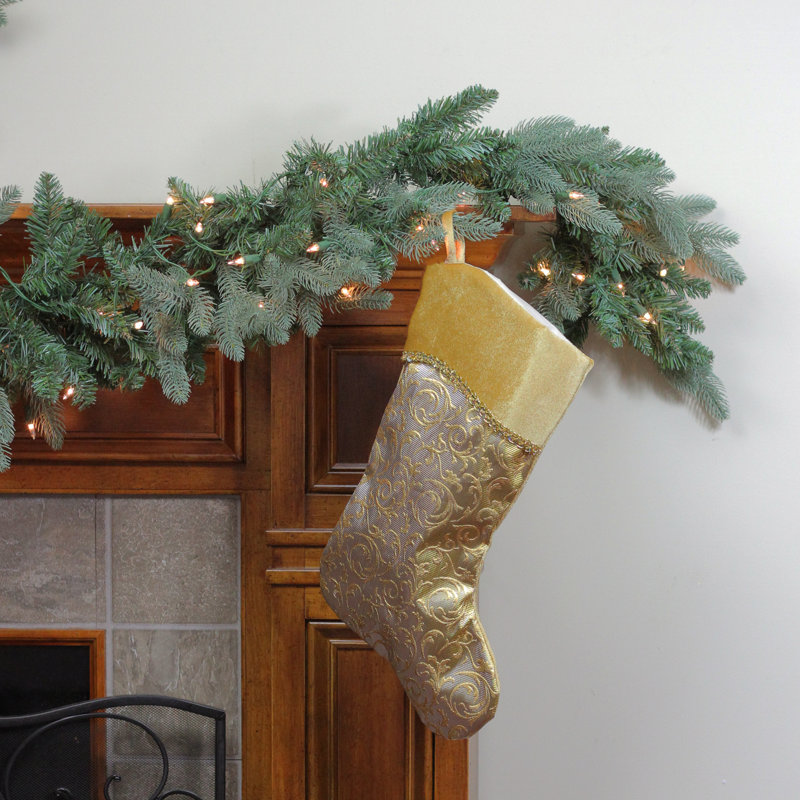 Chaussette de Noël 20 po à deux tons avec poignet blanc ondulé, Or
