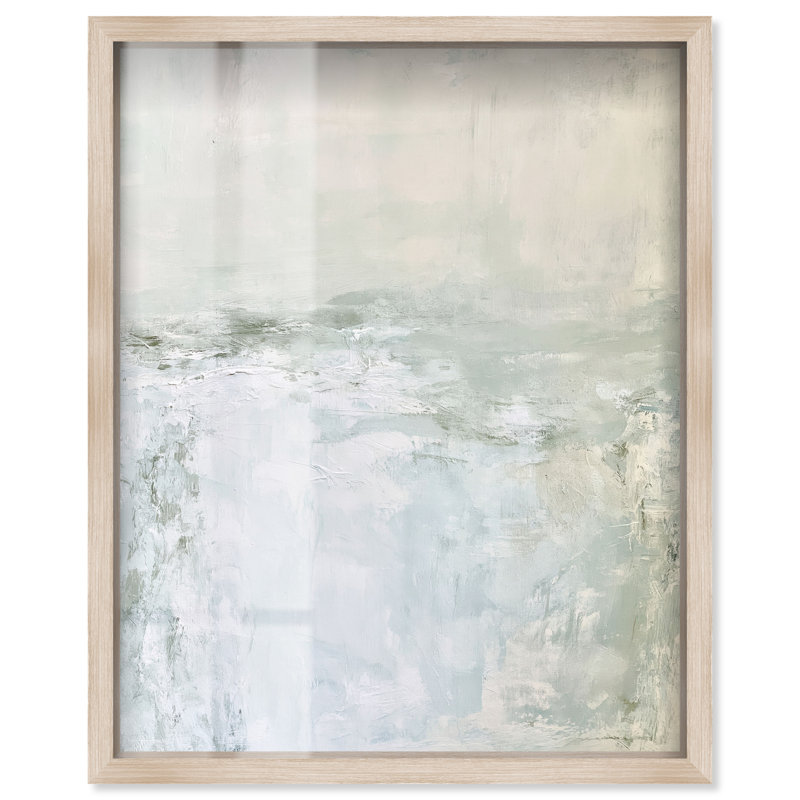 Décoration murale côtière Crashing Softly I Shadowbox Print par, 20" H x 16" W, Cadre en chêne naturel