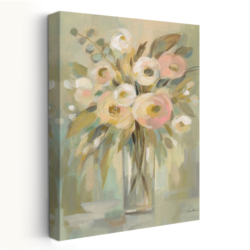 Painterly Strokes Floral - Bouquet brun coups de pinceau crème, H 60 po x l 40 po