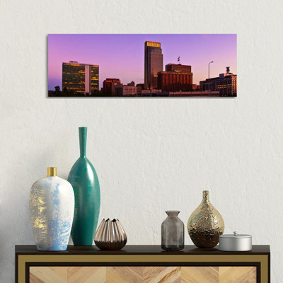 Omaha Panoramic Skyline Cityscape (Sunset) - Wrapped Canvas Panoramic Print