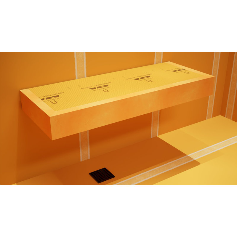 L'ensemble de banc de douche flottant original avec planche imperméable orange et support de banc de douche Original (14 x 60 po)