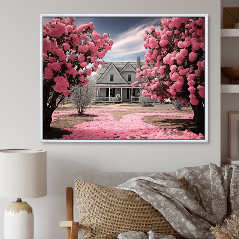«Farmhouse Quiet respite», reproduction sur toile, H 16 po x l 32 po x P 1 po, Cadre flottant blanc