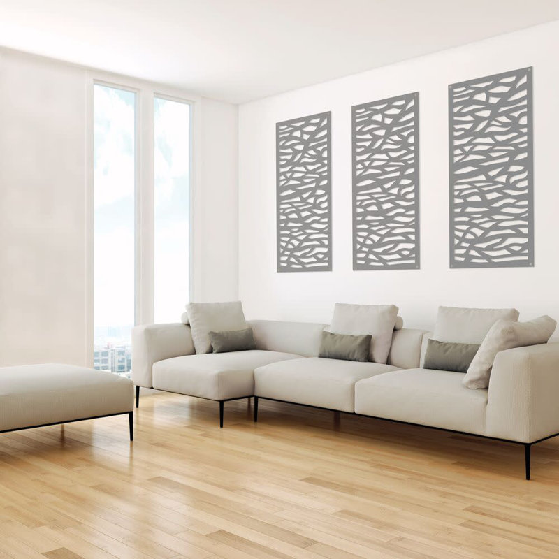 Sprig Gray Polypropylene Decorative Screen Panel, 2 ft x 4 ft