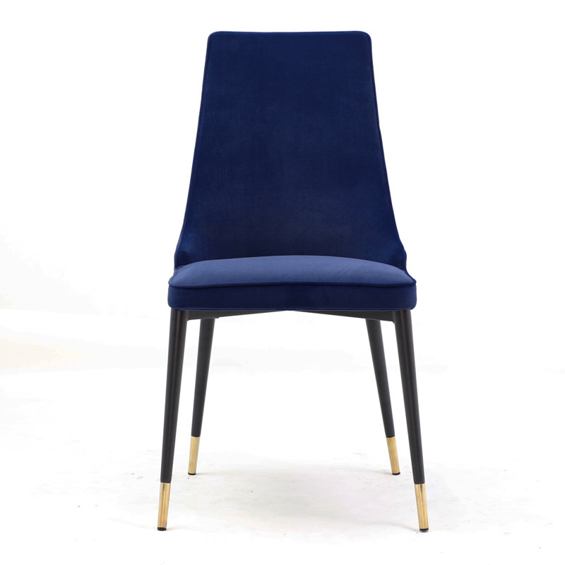 Chaise rembourrée Demarest, Bleu, Noir et or