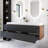 60''Wall-Mounted Double Bathroom Vanity In Brown With White Integrated Solid Surface Top