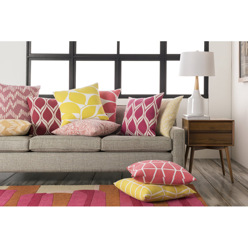 Chevron Cotton Throw Pillow, 22" H x 22" W, Slate/Beige, Polyester/Polyfill