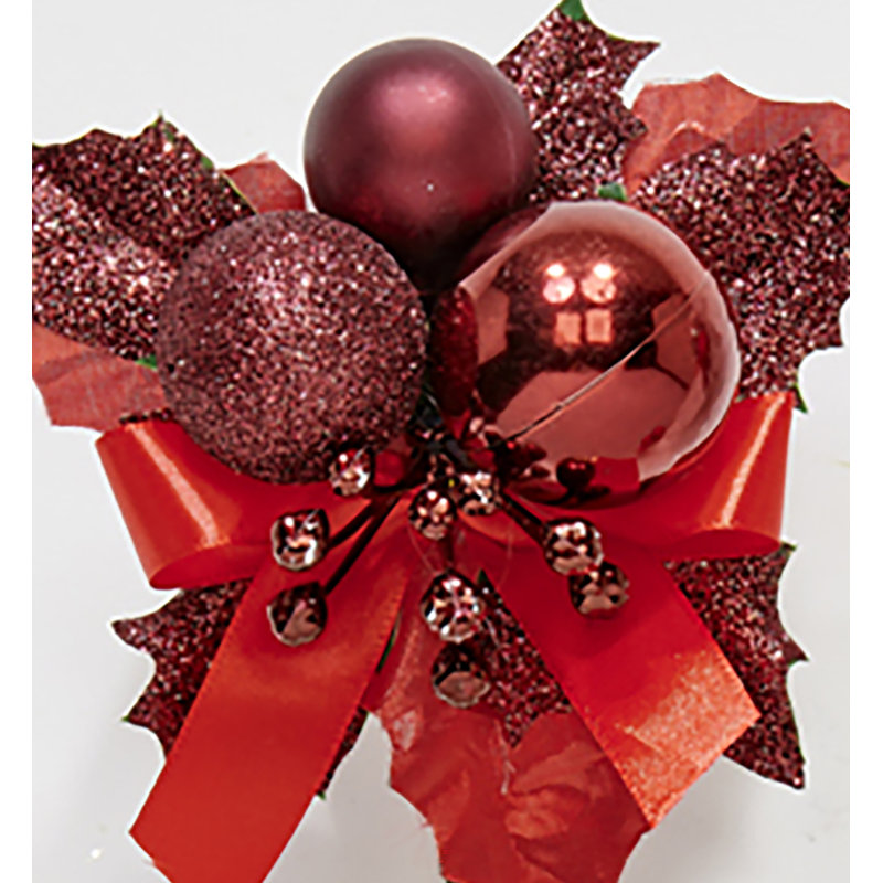 Ensemble de 12 feuilles de baies de Noël 7 po, lot de 12, Bourgogne