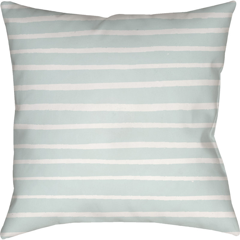 Striped Outdoor Throw Pillow, 18" x 18", Light Blue