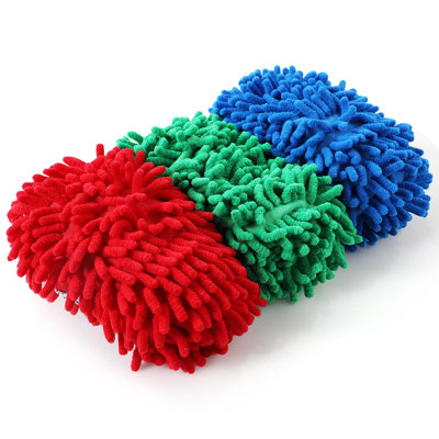 Pantoufles en microfibre pour le nettoyage des planchers, lavables à la machine, 3 pièces - bleu / vert / rouge