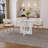 47.24" Round Dining Table For 4 - Farmhouse Mdf Table With Marble White Finish
