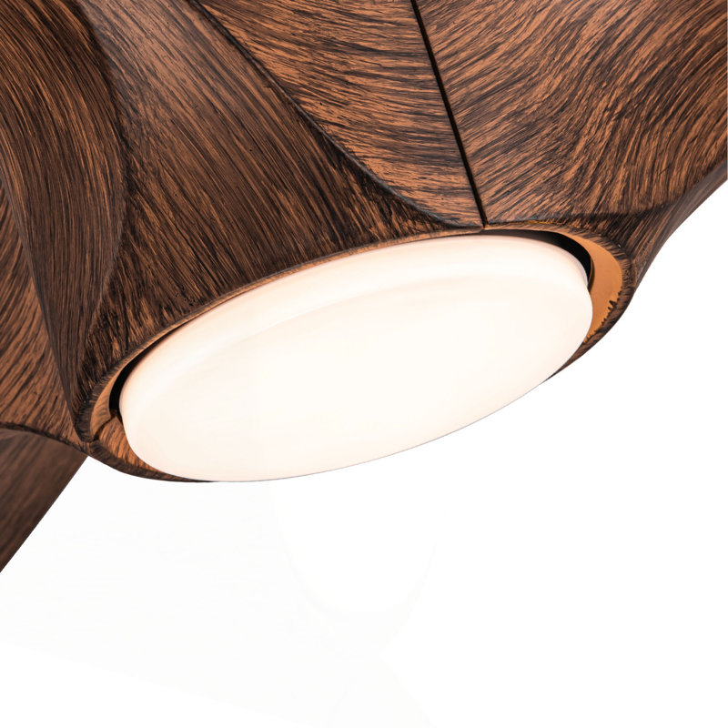 Ventilateur de plafond à DEL intégré 56 po avec pales ABS en grain de bois brun