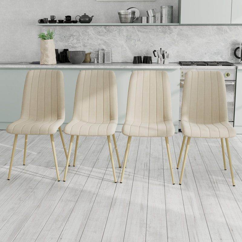 Ensemble de 4 chaises de salle à manger ergonomiques en lin