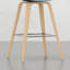 2 tabourets de bar - Design et qualité d'inspiration Mid-Century, revêtement bleu denim, pieds en placage de bois naturel, comptoir décoratif 2 esthétique moderne, tissu en lin, repose-pieds